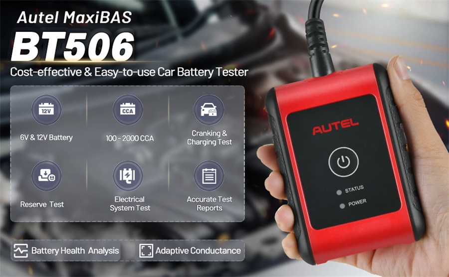 Outil d'analyse électrique de batterie de voiture Autel MaxiBAS BT506 6V/12V