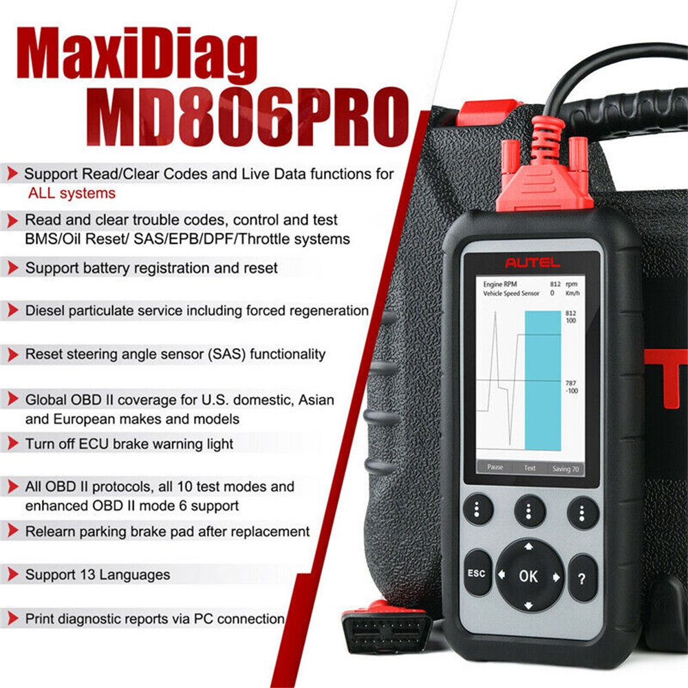 Autel MaxiDiag MD806 Pro OBD2 Scanner Car Automotive Diagnostic Tool