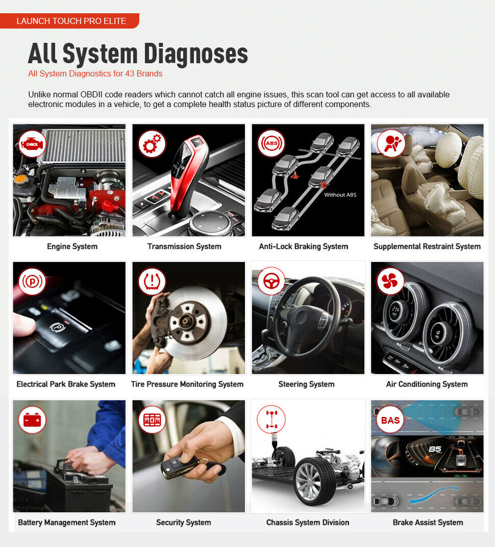 2021 Launch CRP Touch Pro Elite KFZ Diagnosegerät Auto OBD2 Scanner ALLE System