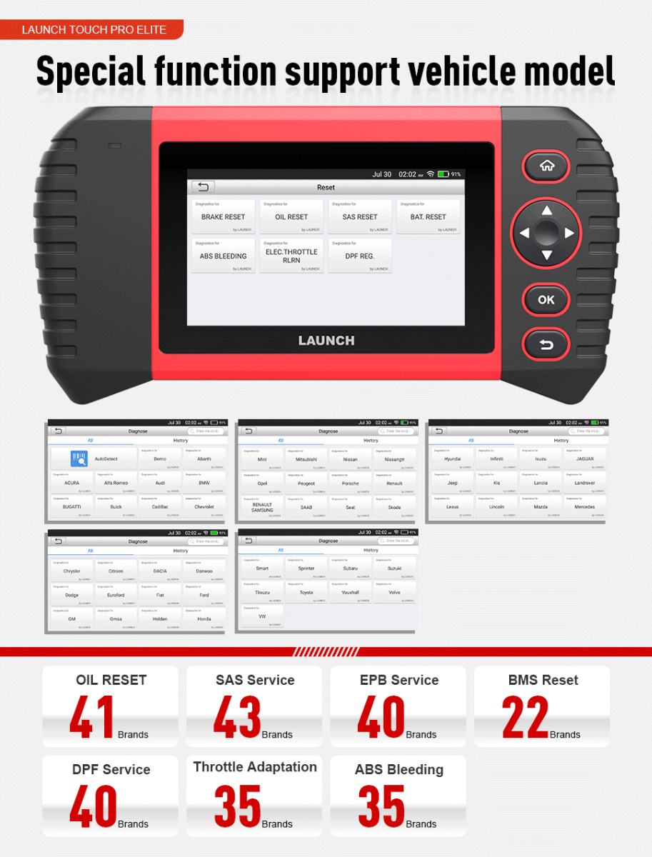 2021 Launch CRP Touch Pro Elite KFZ Diagnosegerät Auto OBD2 Scanner ALLE System