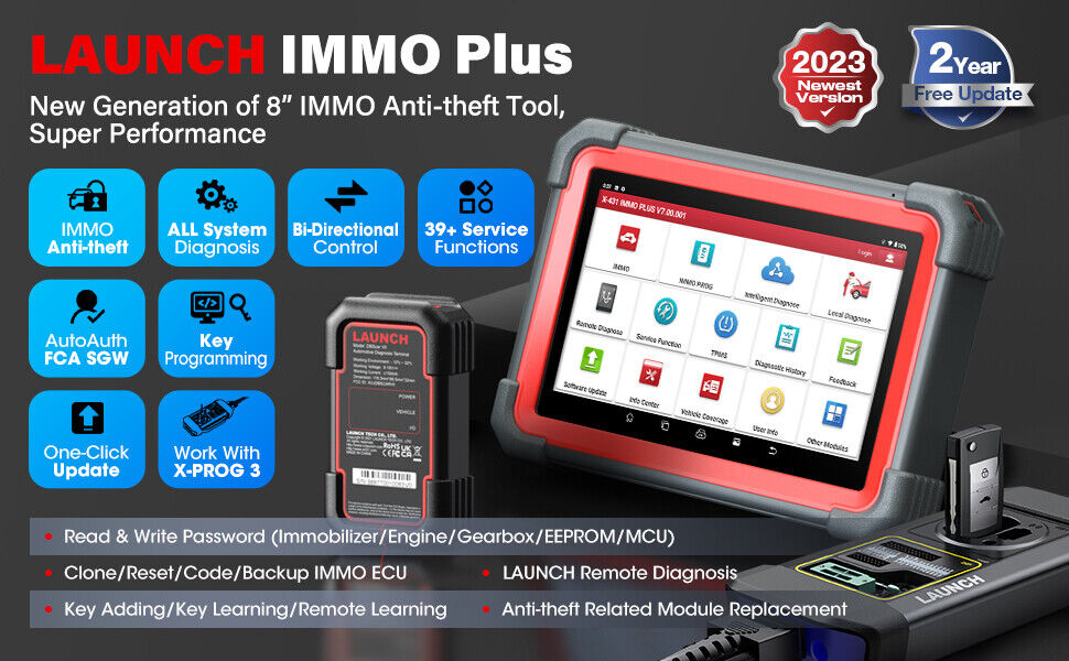 2023 LAUNCH X431 IMMO Plus Key Programming All System Diagnostic Scanner Tool