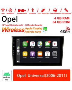 8 pouces Android 11.0 4G LTE Autoradio / Multimédia 4 Go de RAM 64 Go de RAM pour Opel Universel(2006-2011)