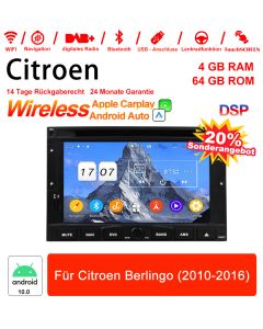 7 Zoll Android 12.0 Autoradio/Multimedia 4GB RAM 64GB ROM Für Citroen Berlingo (2010-2016) Mit WiFi NAVI Bluetooth USB