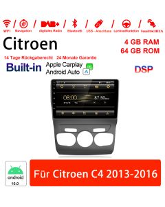 10 Zoll Android 10.0 Autoradio / Multimedia 4GB RAM 64GB ROM Für Citroen C4 2013-2016 Built-in Carplay