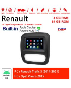 pour  Renault Trafic 3 2014-2021/Opel Vivaro 2015 Built-in Carplay/ Android Auto 7 pouces Android 12.0 Autoradio / Multimedia 4Go de RAM 64 Go de ROM 