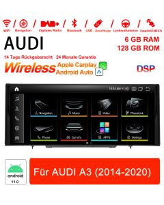 Qualcomm Snapdragon 662 8 Core Android 11.0  Autoradio/ Multimédia 6Go de RAM 128Go de ROM pour AUDI A3 2014-2020 CarPlay intégré