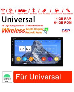 6.95 pouces Android 10.0 Autoradio / Multimédia 4 Go de RAM 64 Go ROM Avec DVD pour Navigation GPS Universel Radio Stéréo Intégré Carplay/Android Auto